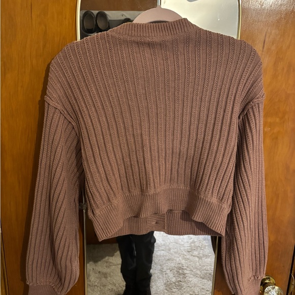 Free People Ribbed Cardigan in Mocha - Picture 5 of 7